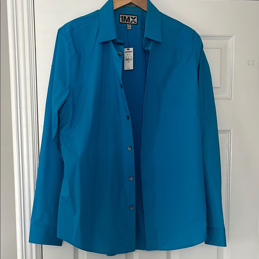 Express Men’s Vibrant Blue Button-Up Shirt